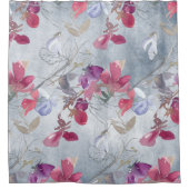 Sweet Pea Floral Pattern auf Blue Duschvorhang (Vorderseite)