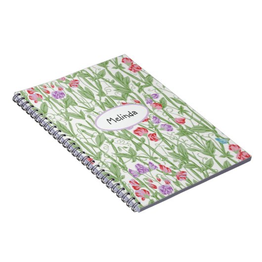 Sweet Pea Floral Pattern William Morris Monogram Notizblock (Rechte Seite)