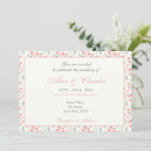 Sweet Pea Floral PInk und Cream Wedding Einladung