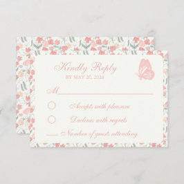 Sweet Pea Floral Pink und Creme RSVP Karte