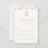 Sweet Pea Floral Pink und Creme RSVP Karte (Vorderseite)