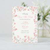 Sweet Pea Floral Pink und Creme Save The Date (Stehend Vorderseite)