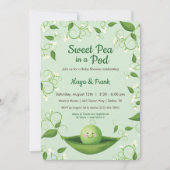 Sweet Pea in a Pod Baby Dusche Einladung (Vorderseite)