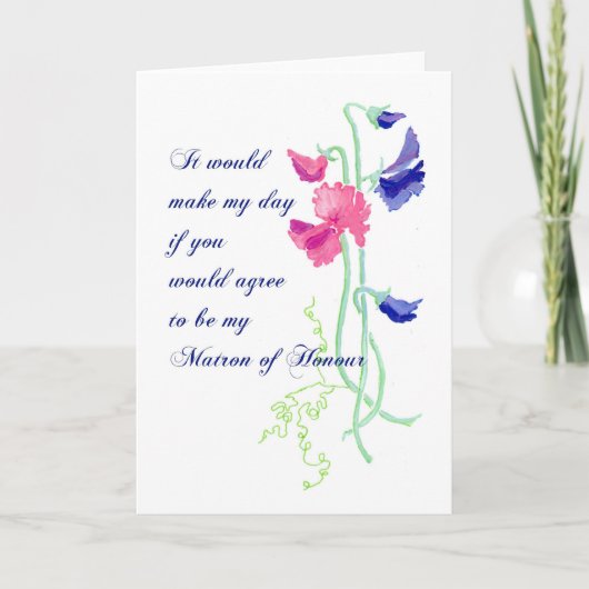 Sweet Pea Matron of Honor Request Card Einladung (Vorderseite)