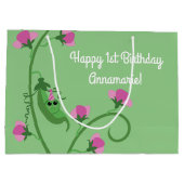 Sweet Pea Niedlich 1. Geburtstag Party Große Geschenktüte (Rückseite)