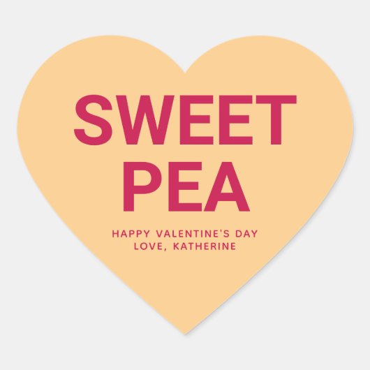 Sweet Pea niedlich Spaß Valentinstag Gespräch Herz-Aufkleber (Vorderseite)