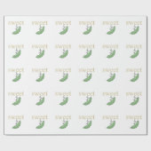 Sweet Pea Personality Gold Text Green Pea Pod Geschenkpapier (Flach)