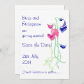 Sweet Pea Pink and Blue 'Save the Date' Card Save The Date (Vorne/Hinten)