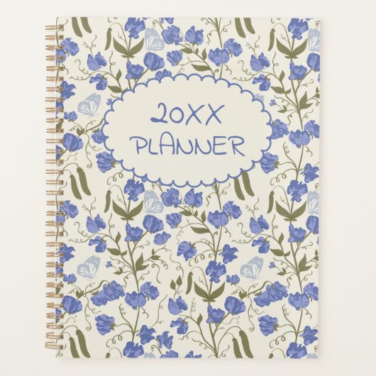 Sweet Pea Soft Blue und Cream Weekly Planner Planer (Vorderseite)