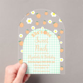 Sweet Peach 1. Geburtstag Acryleinladungen (Insitu (Handheld))