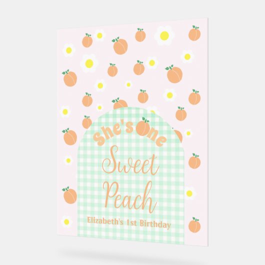 Sweet Peach 1. Geburtstag Acrylschild (Winkel)