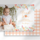 Sweet Peach 1. Geburtstag Dankeschön Karte