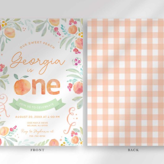 Sweet Peach 1. Geburtstag Einladung