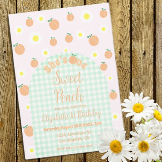 Sweet Peach 1. Geburtstag Einladung