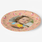 Sweet Peach 1. Geburtstag Foto Pappteller (Schrägansicht)