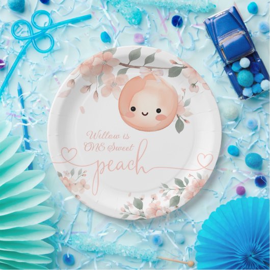 Sweet Peach 1. Geburtstag Pappteller (Party)