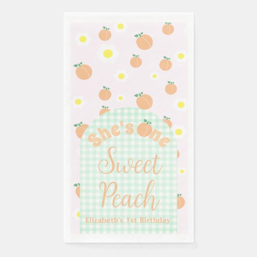 Sweet Peach 1. Geburtstag Serviette (Vorderseite)