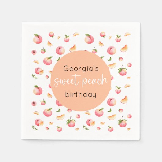 Sweet Peach 1. Geburtstag Serviette (Vorderseite)