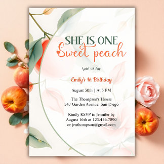 Sweet Peach 1. Geburtstag Sie ist ein Party für Mä Einladung