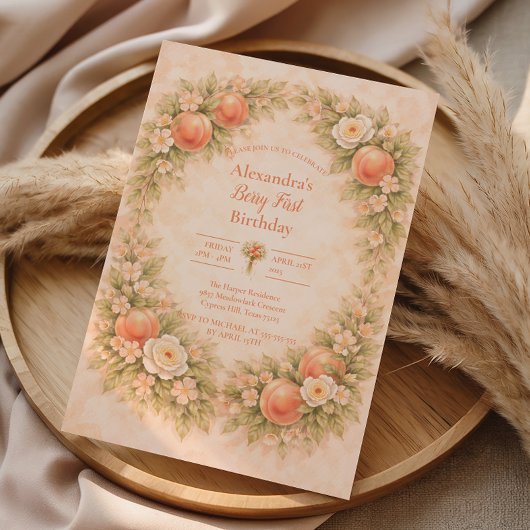 Sweet Peach 1st Birthday Einladung