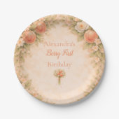 Sweet Peach 1st Birthday Pappteller (Vorderseite)