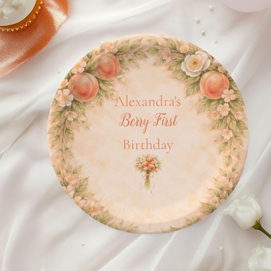 Sweet Peach 1st Birthday Pappteller