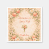 Sweet Peach 1st Birthday Serviette (Vorderseite)