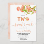 Sweet Peach 2. Geburtstag Einladung (Vorne/Hinten)