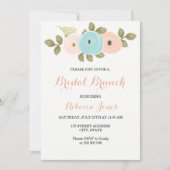 Sweet Peach Aquamarin Floral Bridal Brunch Einladu Einladung (Vorderseite)