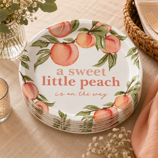 Sweet Peach Baby Dusche Einladung Pappteller