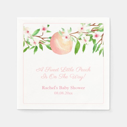 Sweet Peach Baby Dusche Party Serviette (Vorderseite)
