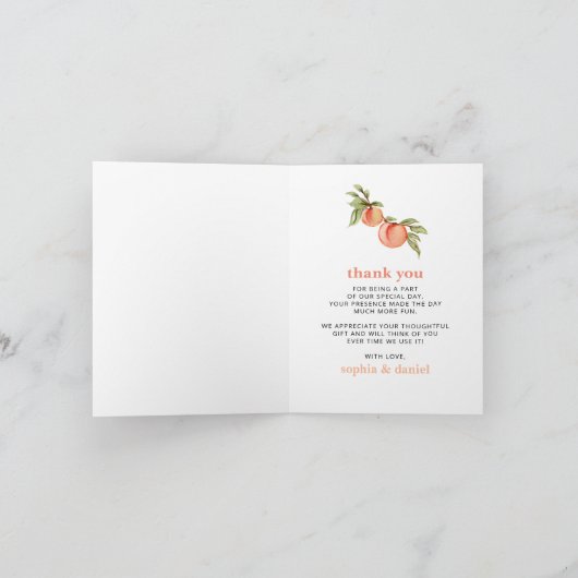 Sweet Peach Baby Dusche Vielen Dank Karten (Innenseite)