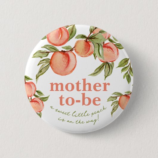 Sweet Peach Baby Shower Mother-to-be-Taste Button (Vorderseite)