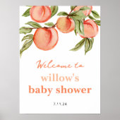 Sweet Peach Baby Shower Plakat Begrüßungszeichen (Vorne)