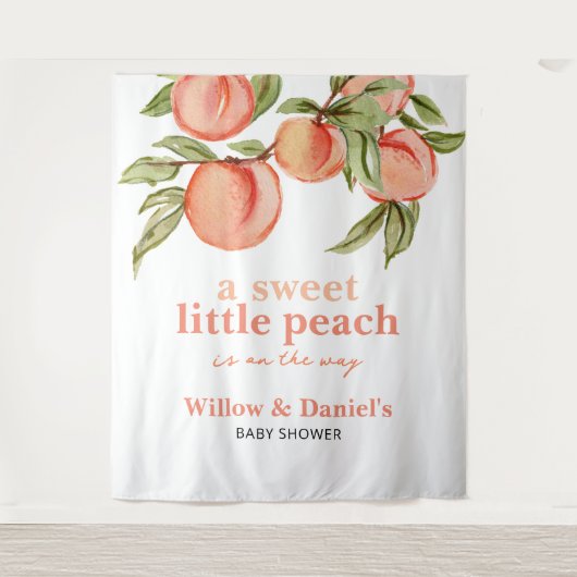 Sweet Peach Baby Shower Tapestry Wandteppich (Vorderseite)