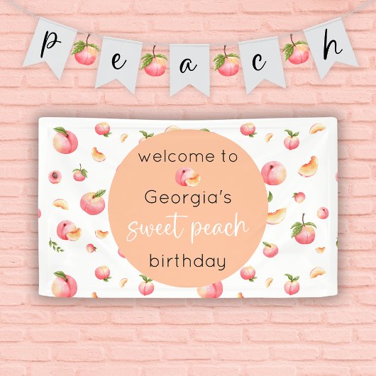 Sweet Peach Birthday Banner