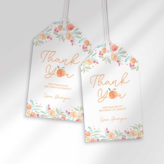 Sweet Peach Birthday Favor Tag Geschenkanhänger