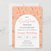 Sweet Peach Birthday Foto Einladung (Vorderseite)
