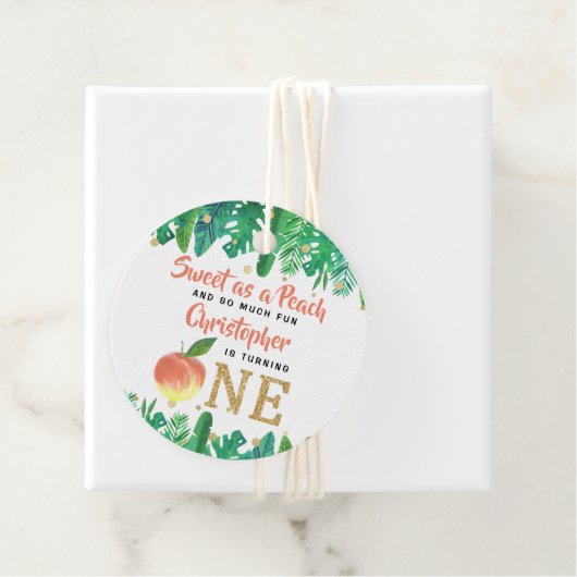 Sweet Peach Boys 1. Geburtstag Geschenkanhänger (Beispiel)