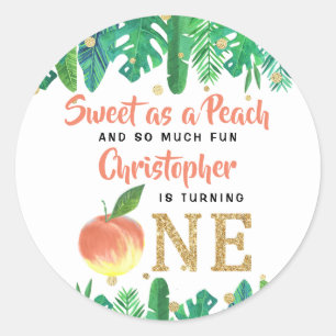 Sweet Peach Boys 1. Geburtstag Runder Aufkleber