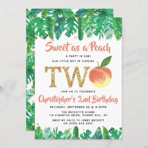 Sweet Peach Boys 2. Geburtstag Einladung