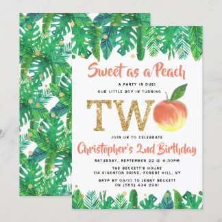 Sweet Peach Boys 2. Geburtstag Einladung