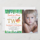 Sweet Peach Boys 2. Geburtstag Foto Einladung (Vorderseite)