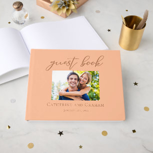 Sweet Peach Couple Foto Sommerhochzeit Gästebuch
