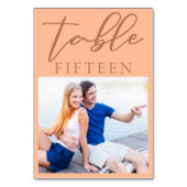 Sweet Peach Couple Foto Sommerhochzeit Tischnummer (Rückseite)