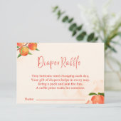 Sweet Peach Diaper Raffle Card – Fruit-Themed Begleitkarte (Stehend Vorderseite)