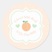 Sweet Peach Elegant Baby Shower Runder Aufkleber (Vorderseite)