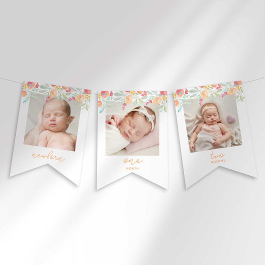 Sweet Peach First Birthday Foto Banner