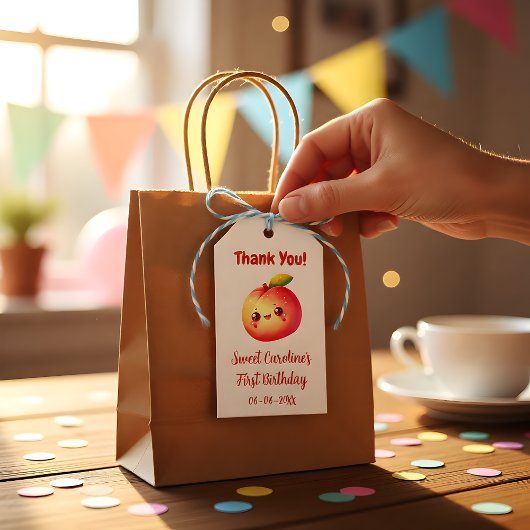 Sweet Peach First Birthday Thank You Geschenkanhänger