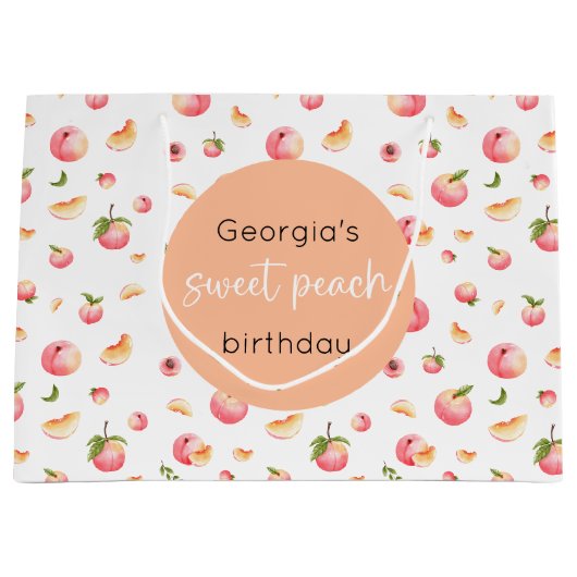 Sweet Peach Geburtstag Große Geschenktasche Geschenktüte (Vorderseite)